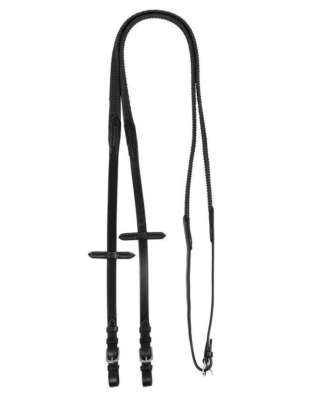 Reins leather & rubber grip