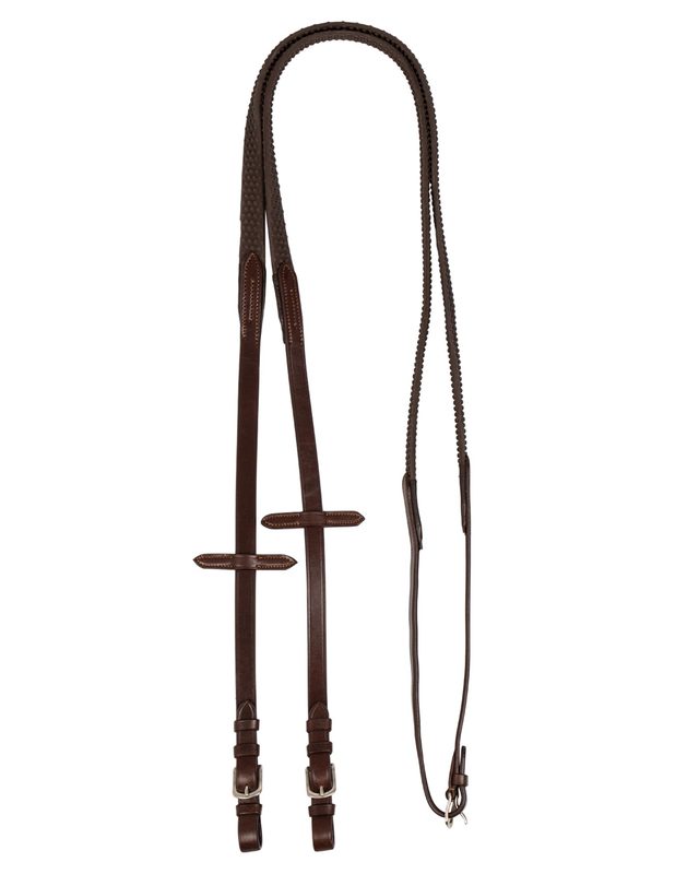 Reins leather & rubber grip