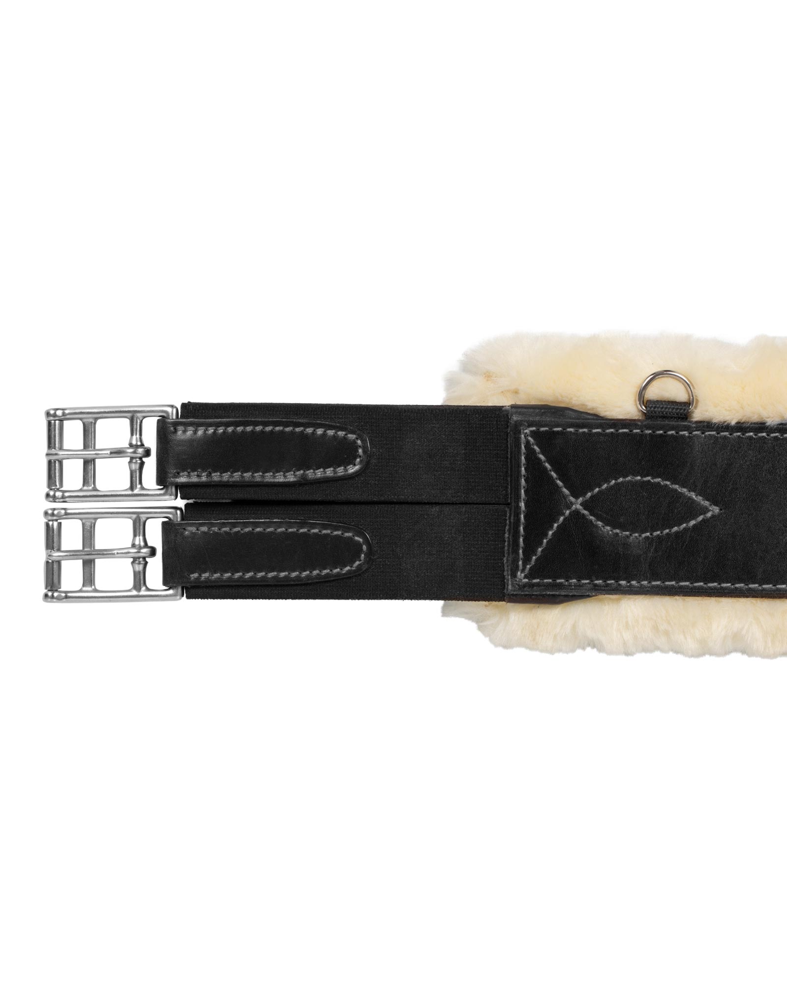 Jumping girth leather & removable faux sheepskin