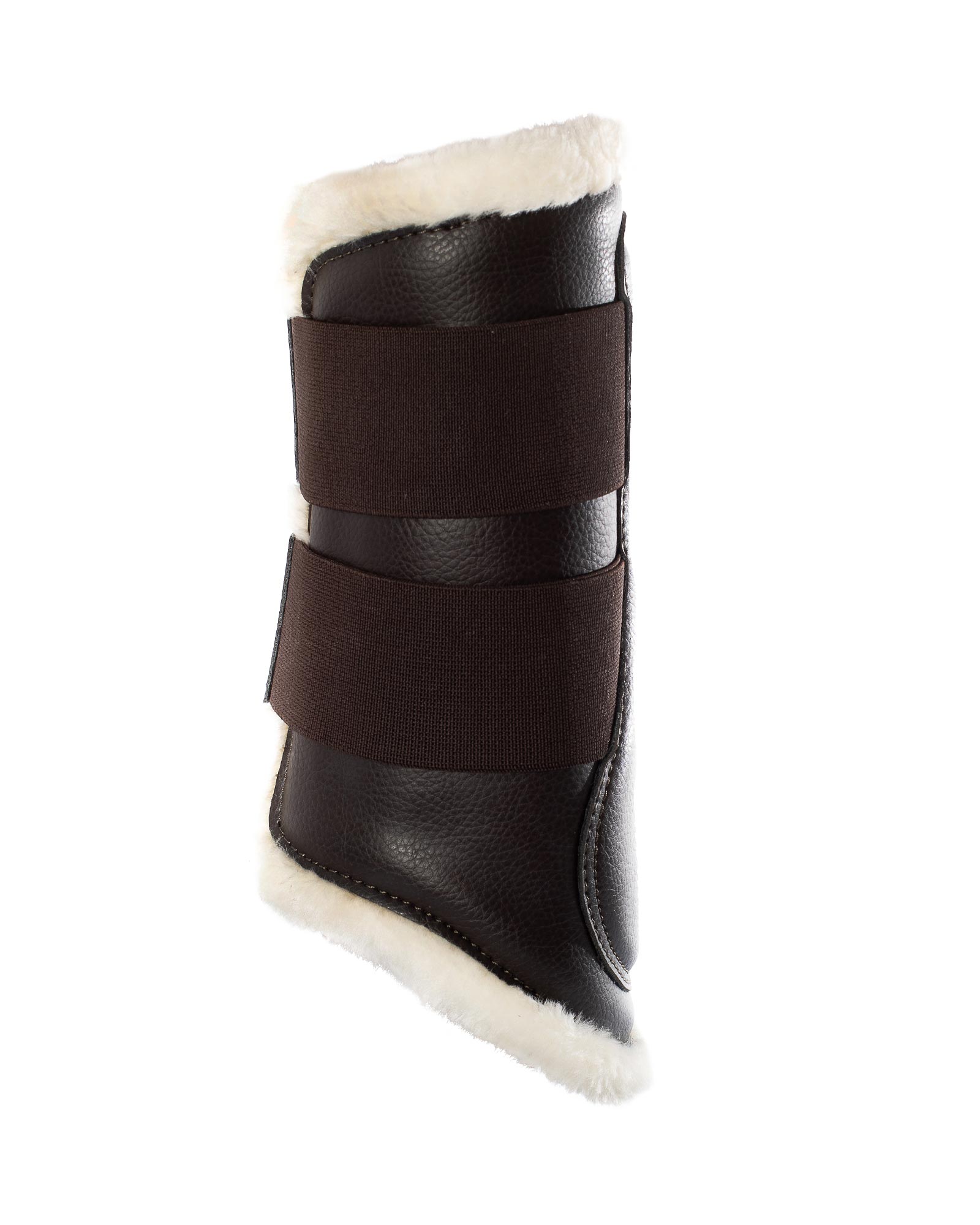 Front brushing boots faux sheepskin & hook-and-loop closure