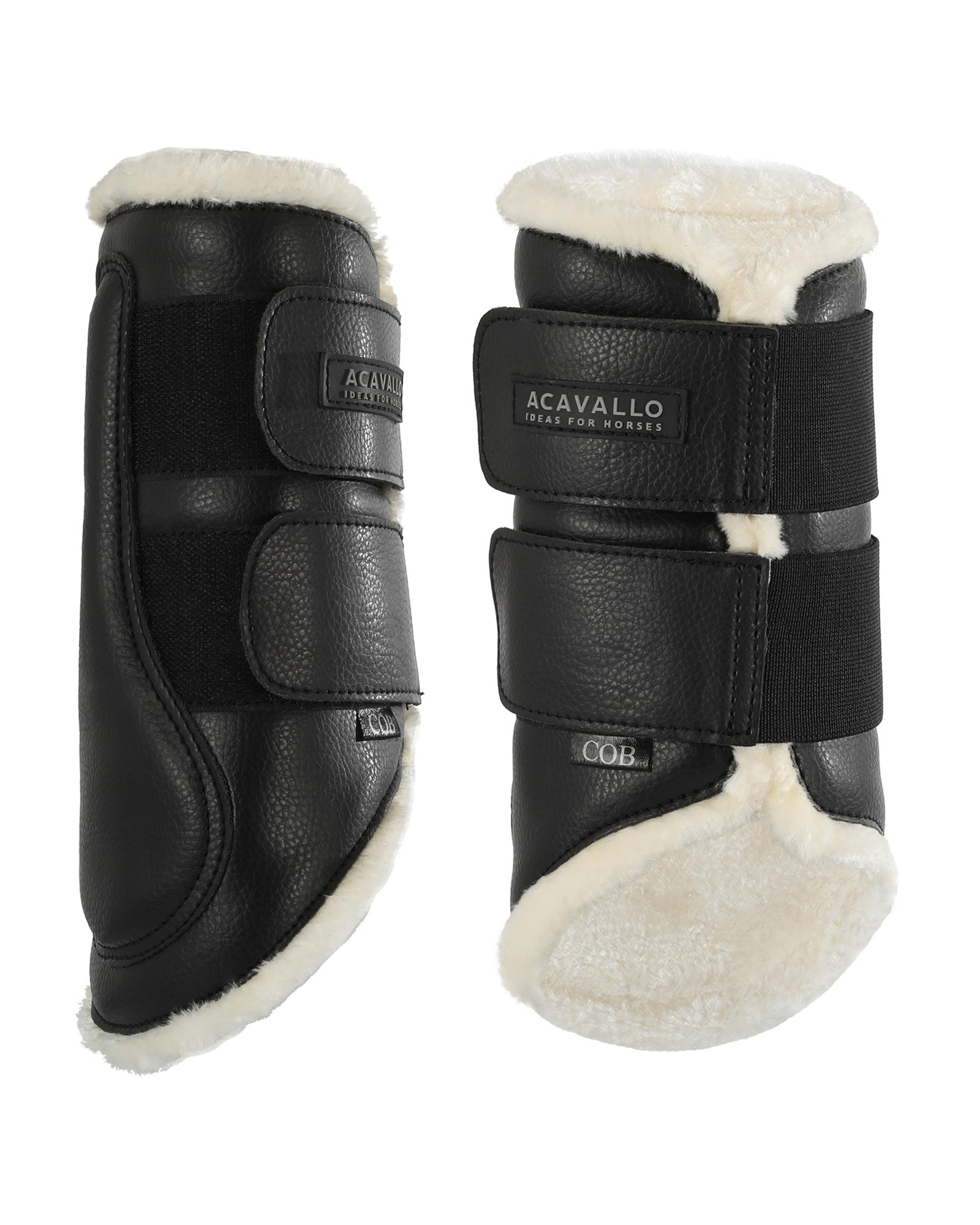 Front brushing boots faux sheepskin & hook-and-loop closure