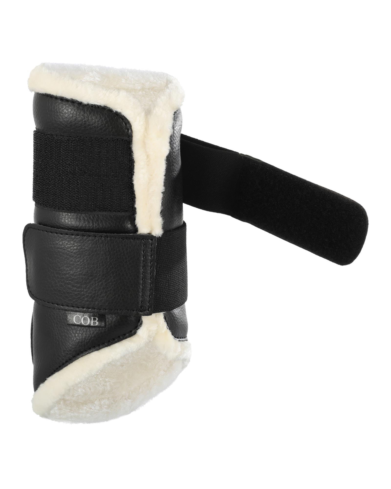 Front brushing boots faux sheepskin & hook-and-loop closure