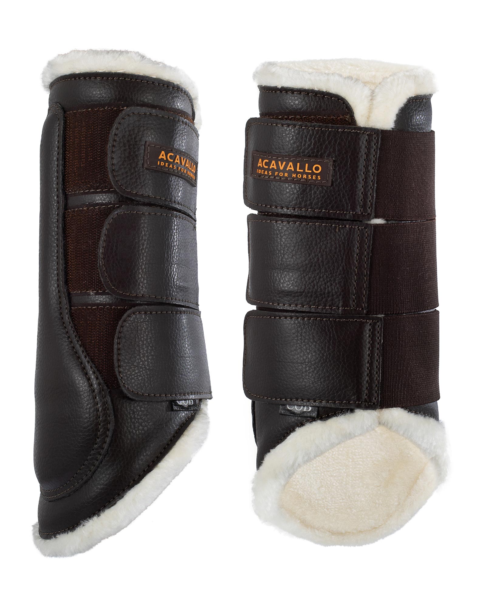 Hind brushing boots faux sheepskin & triple hook-and-loop closure