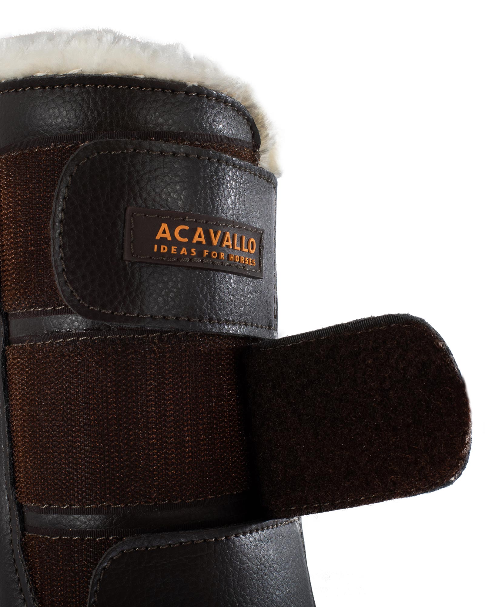 Hind brushing boots faux sheepskin & triple hook-and-loop closure