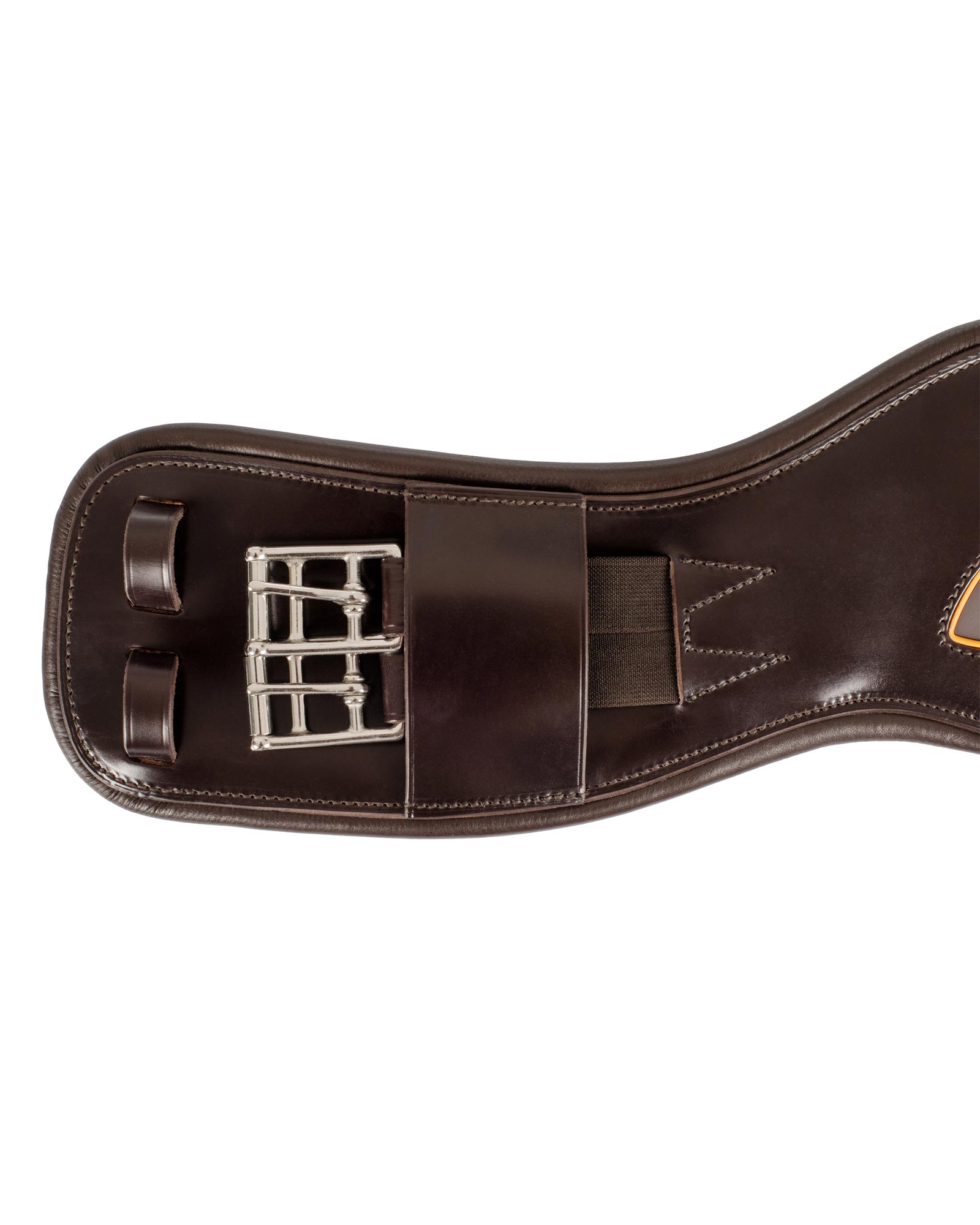 Anatomical dressage girth leather