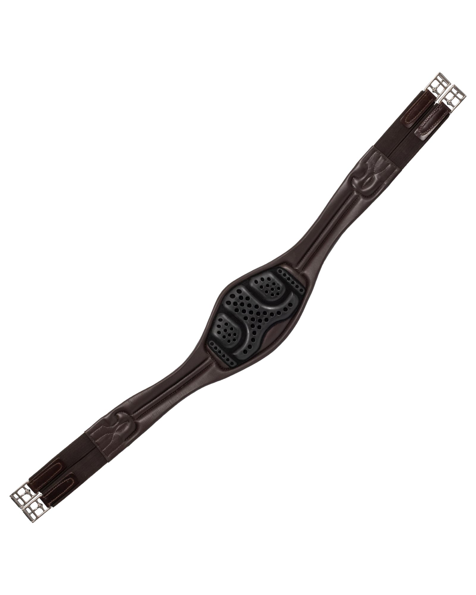 Anatomical jumping girth leather