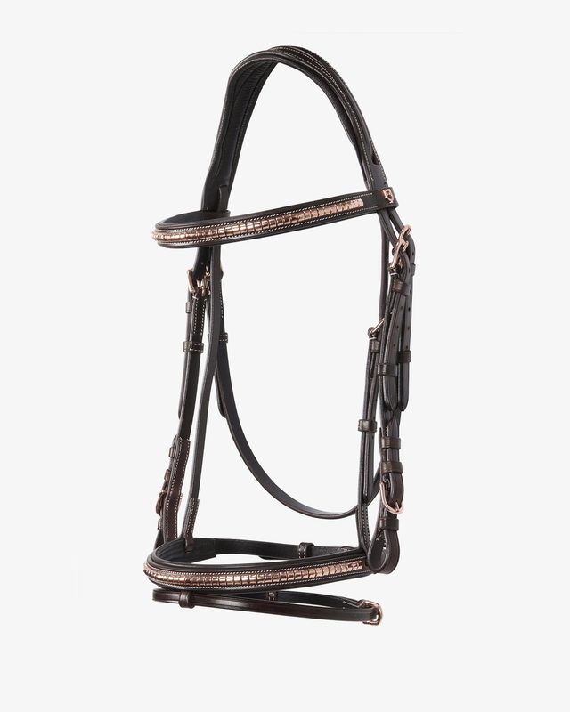 English clincher leather bridle colour rose gold