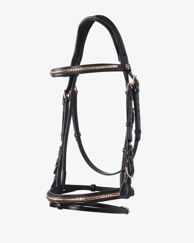 English clincher leather bridle colour rose gold