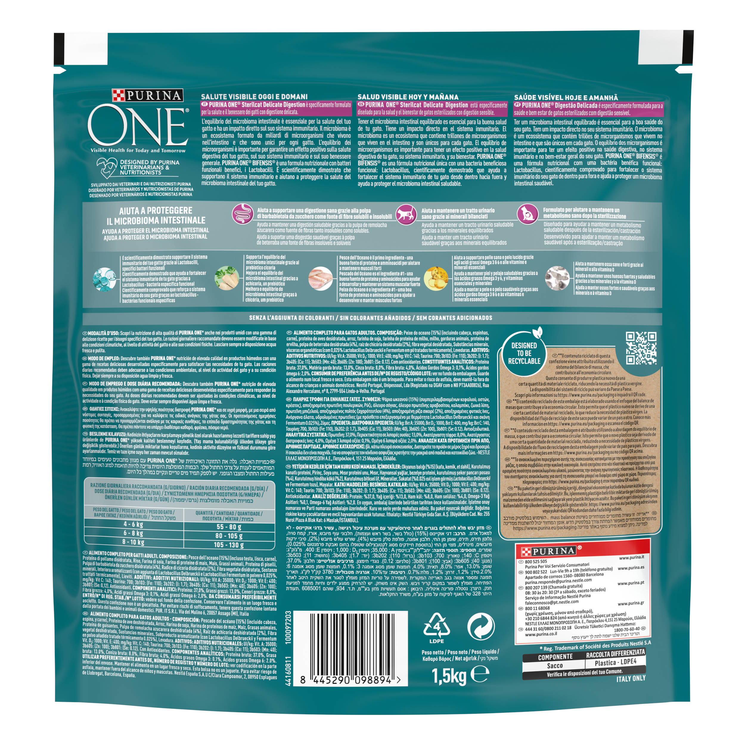PURINA ONE Sterilcat Delicate Digestion, Ricco in Pesce dell'Oceano selezionato