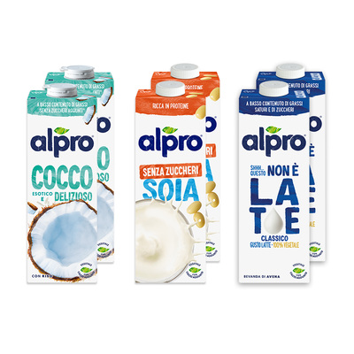 ALPRO BOX MultiGusto Bevande Vegetali. Cocco 2x1l + Soia No Sugar 2x1l + Questo non è latte 2x1l