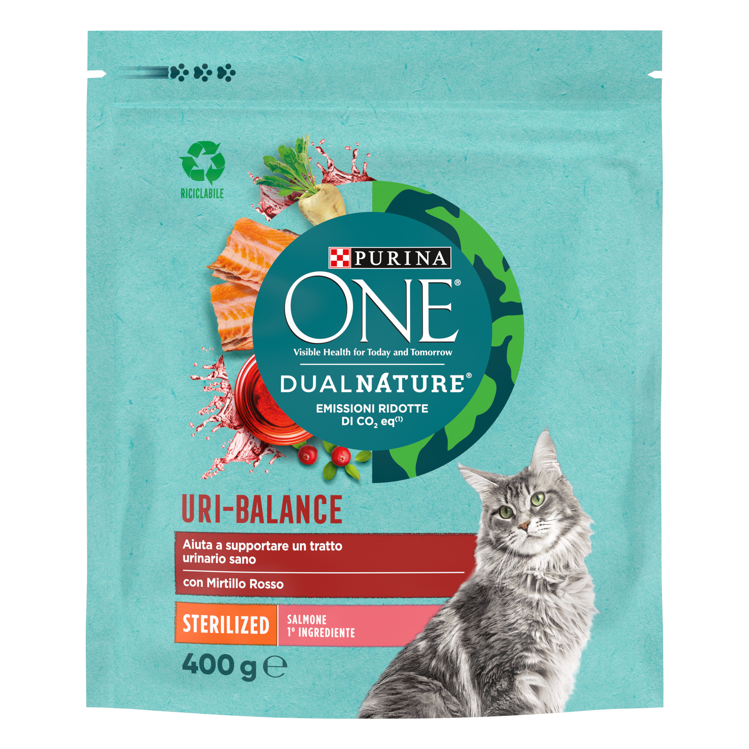 PURINA ONE® DualNature Sterilizzato 400g Mirtillo Rosso e Salmone