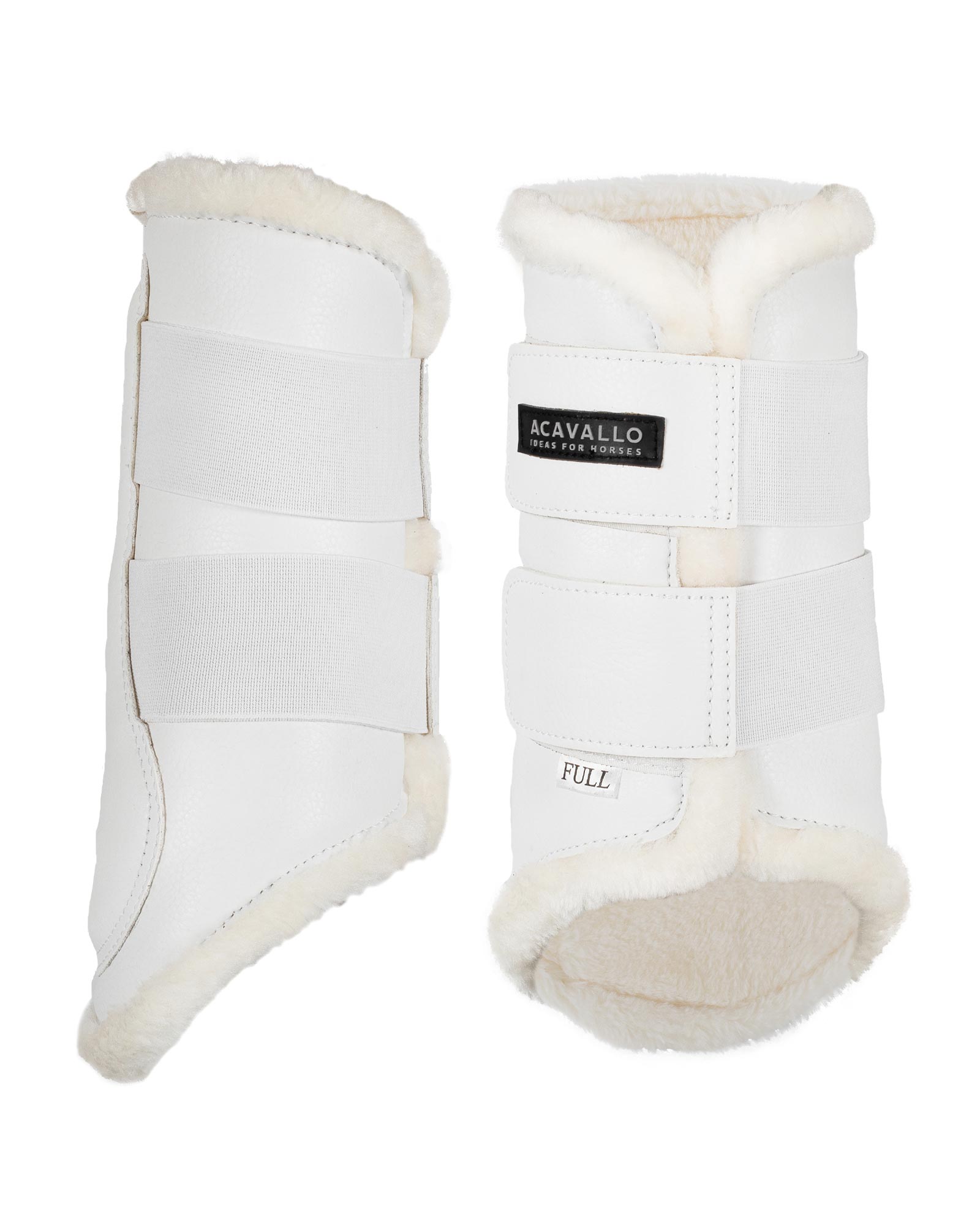 Front brushing boots faux sheepskin & hook-and-loop closure