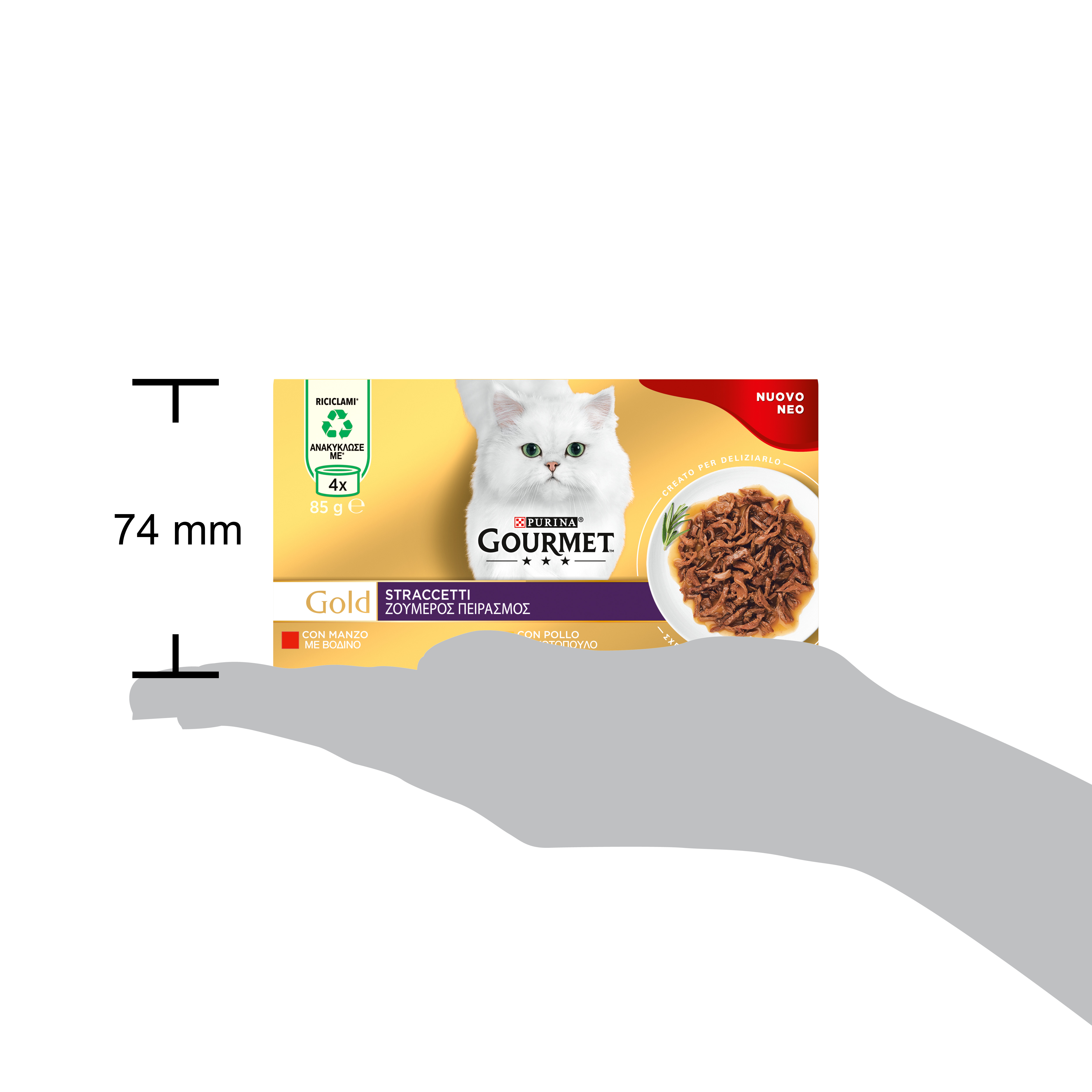 GOURMET GOLD 4x85g Straccetti Manzo, Pollo