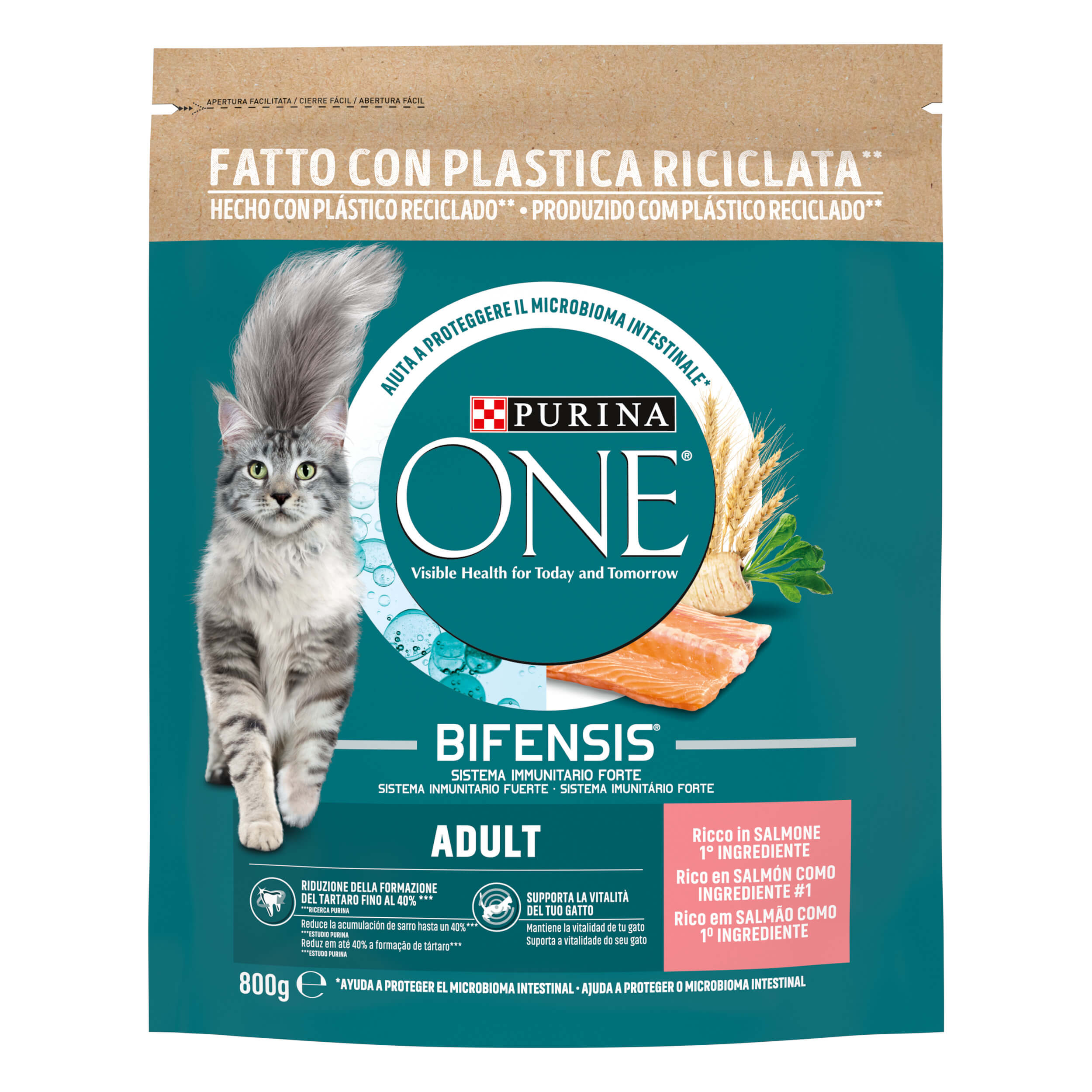 PURINA ONE® Bifensis® Adult Salmone e Cereali Integrali 800g