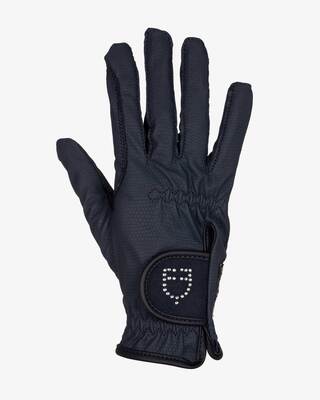 Women's gloves in soft technical fabric with glitter logo