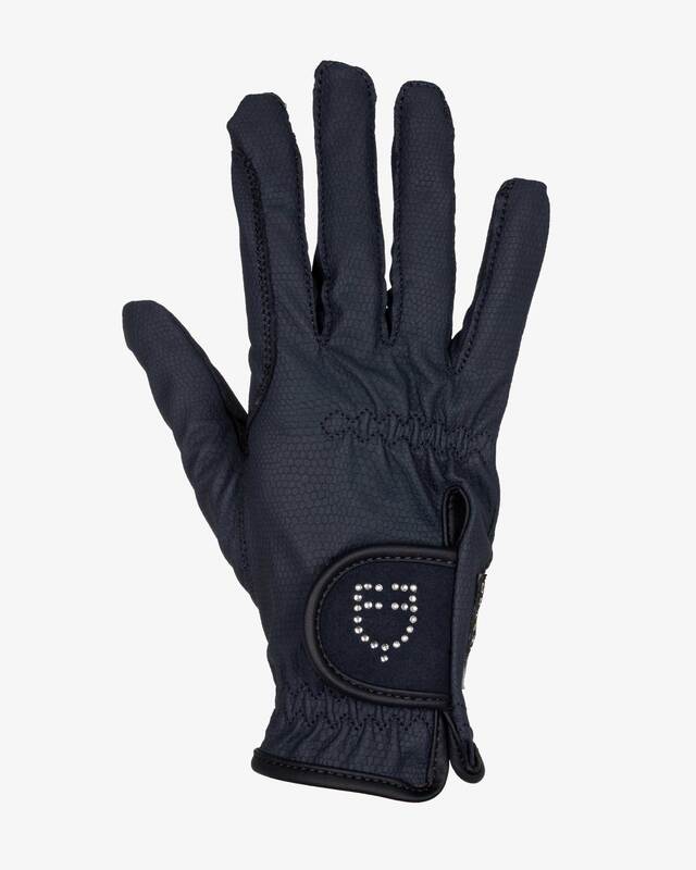 Women's gloves in soft technical fabric with glitter logo