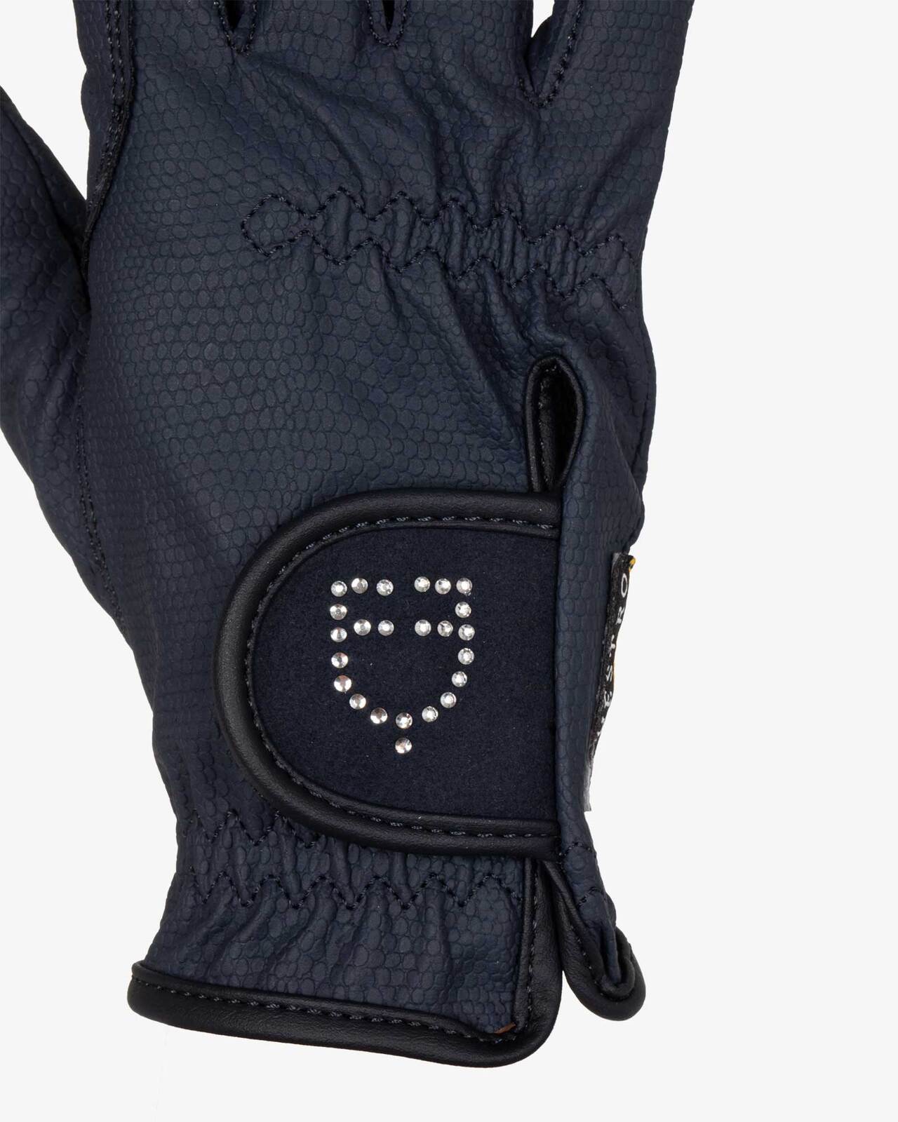 Women's gloves in soft technical fabric with glitter logo
