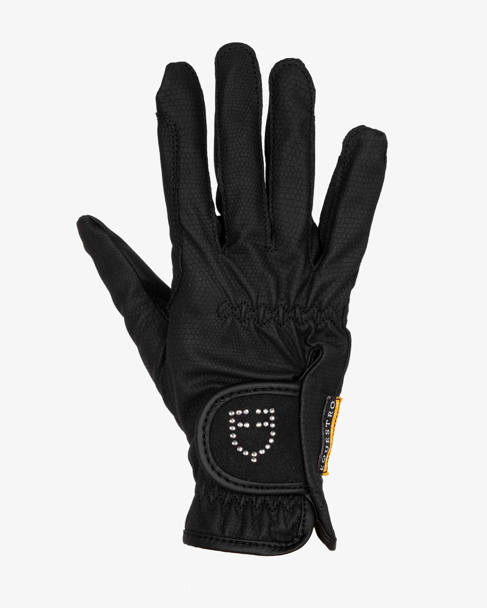 Women's gloves in soft technical fabric with glitter logo