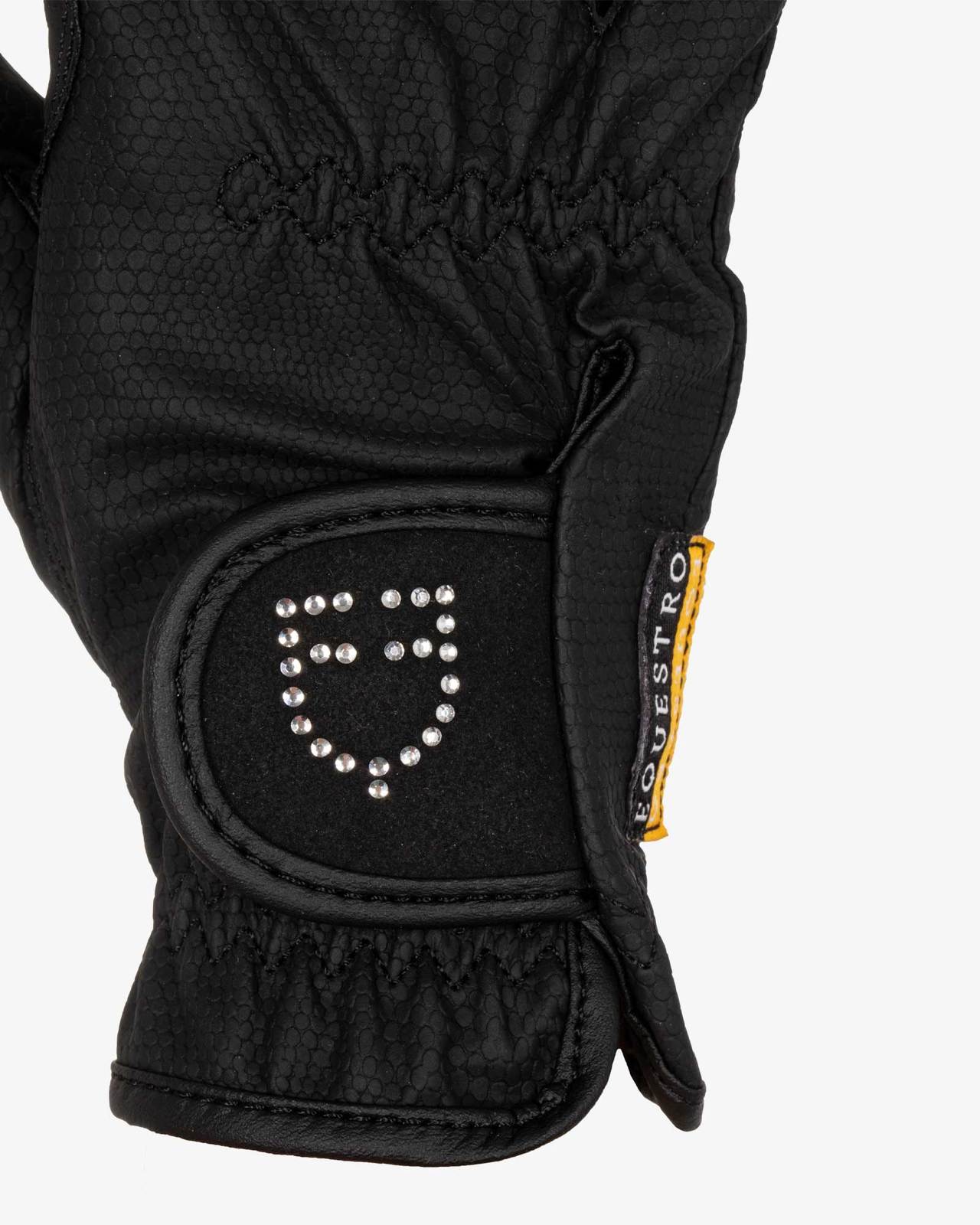 Women's gloves in soft technical fabric with glitter logo