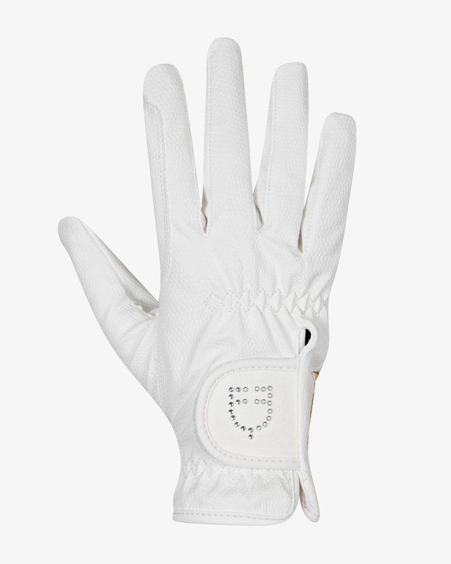 Women's gloves in soft technical fabric with glitter logo