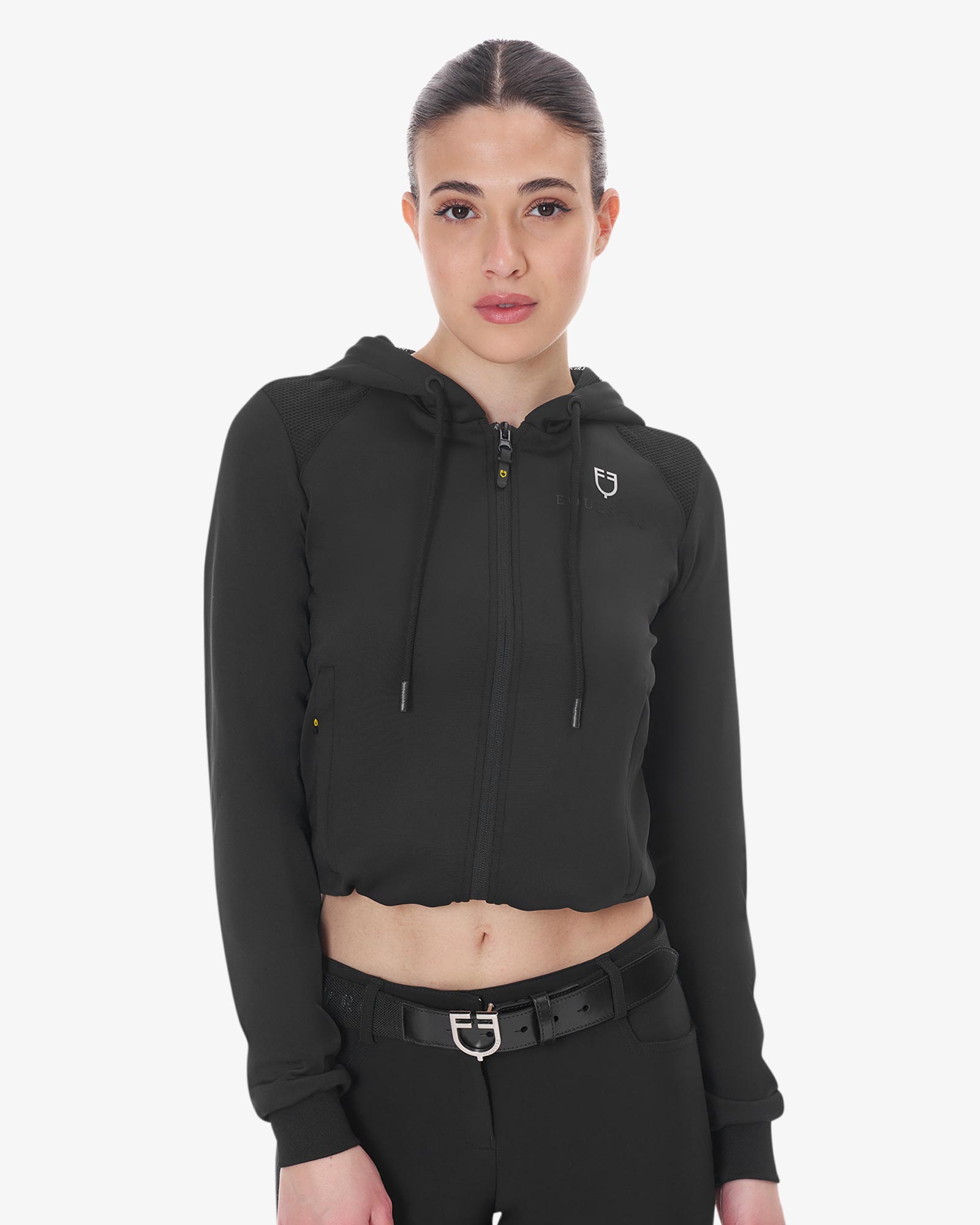 Felpa donna cropped con cappuccio