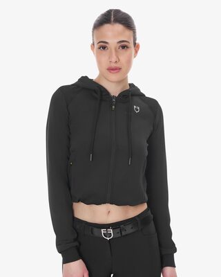 Felpa donna cropped con cappuccio
