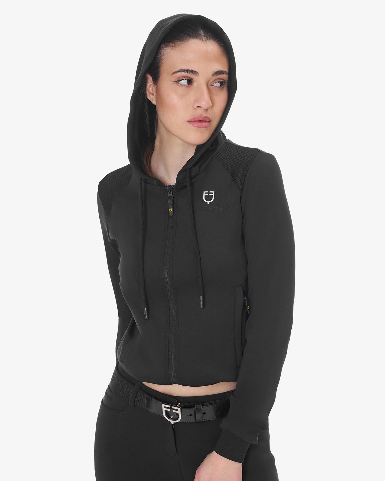Felpa donna cropped con cappuccio