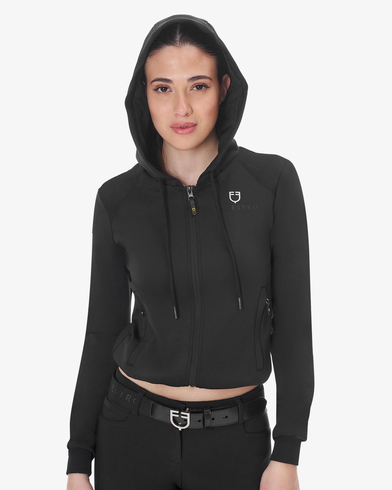 Felpa donna cropped con cappuccio