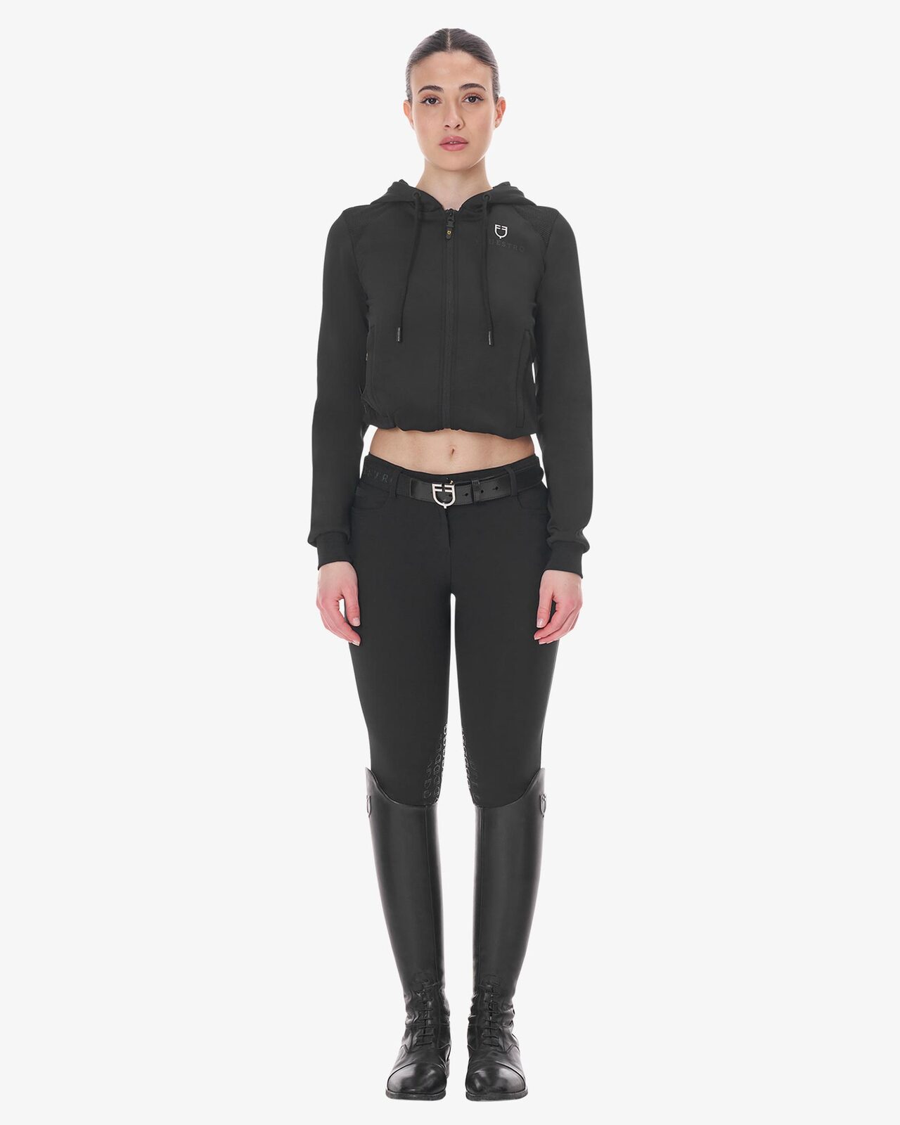 Felpa donna cropped con cappuccio