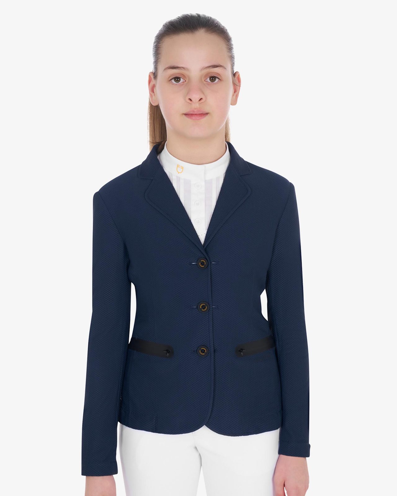 Girls' three-button competition jacket perforated fabric