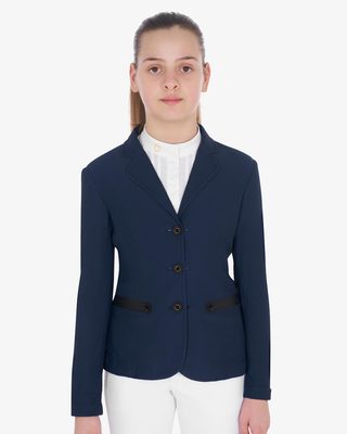 Girls' three-button competition jacket perforated fabric