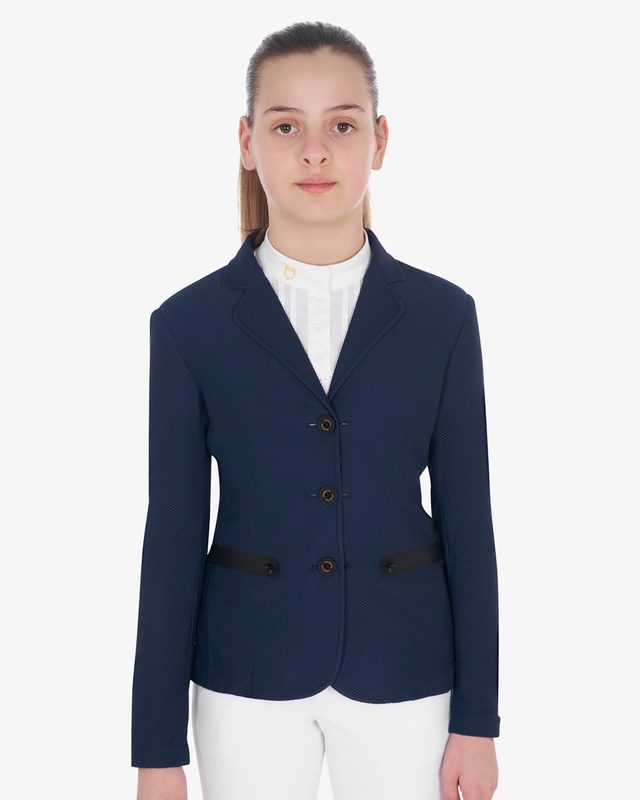 Girls' three-button competition jacket perforated fabric