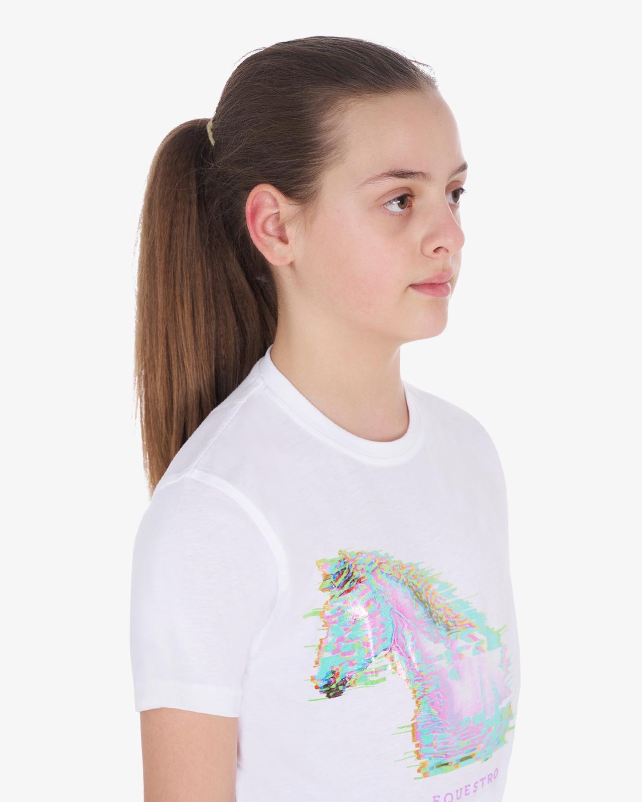 Girls' slim fit t-shirt interference horse print