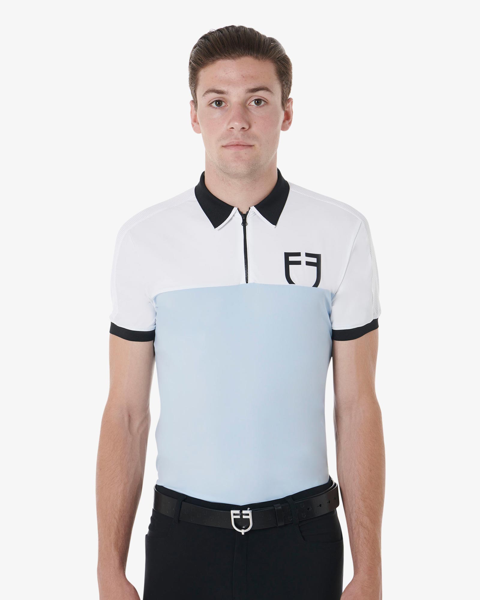 Polo uomo slim fit da allenamento con logo frontale