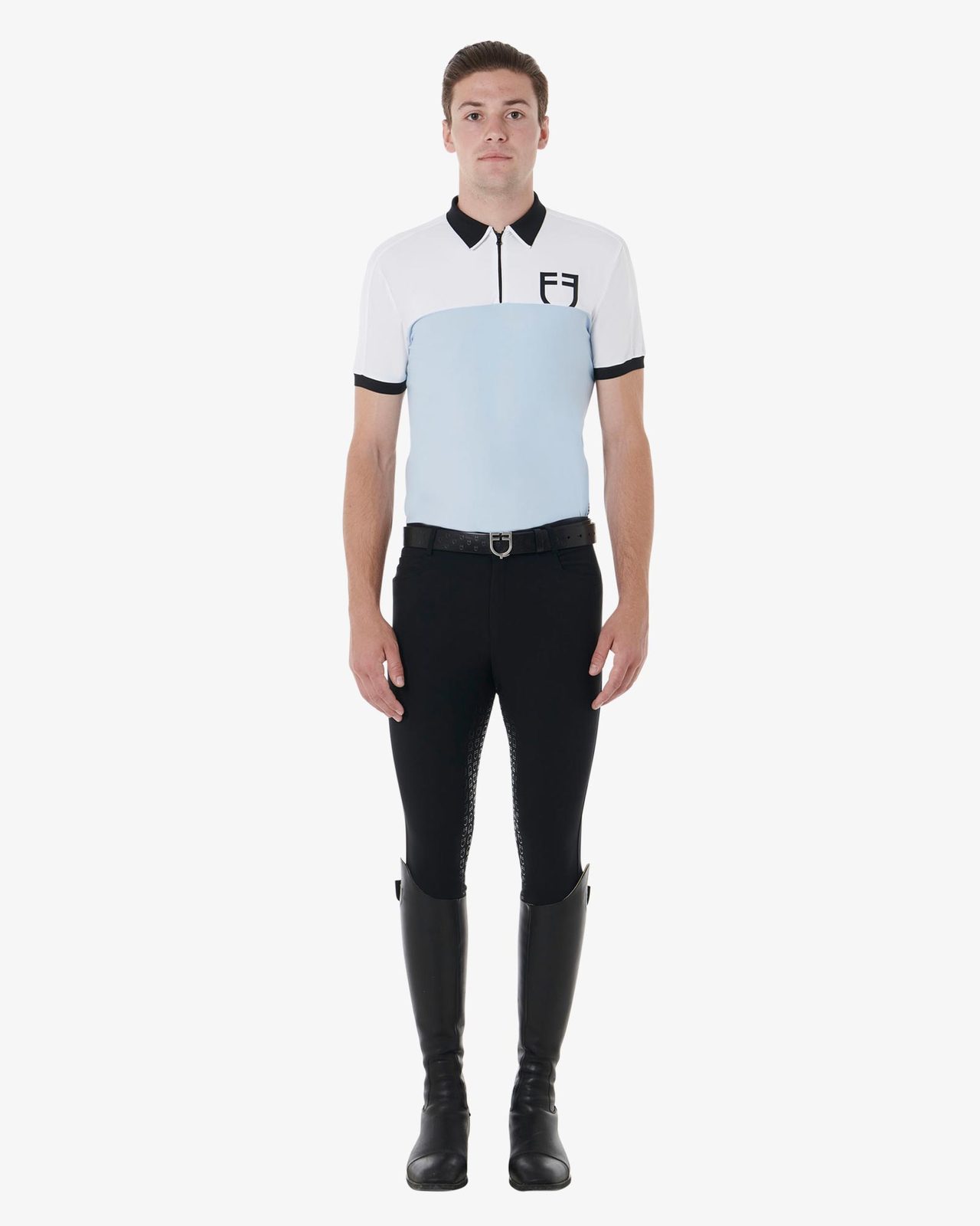 Polo uomo slim fit da allenamento con logo frontale