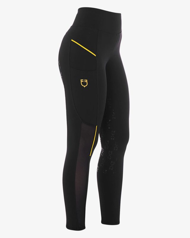 Women's slim fit leggings micro mesh inserts