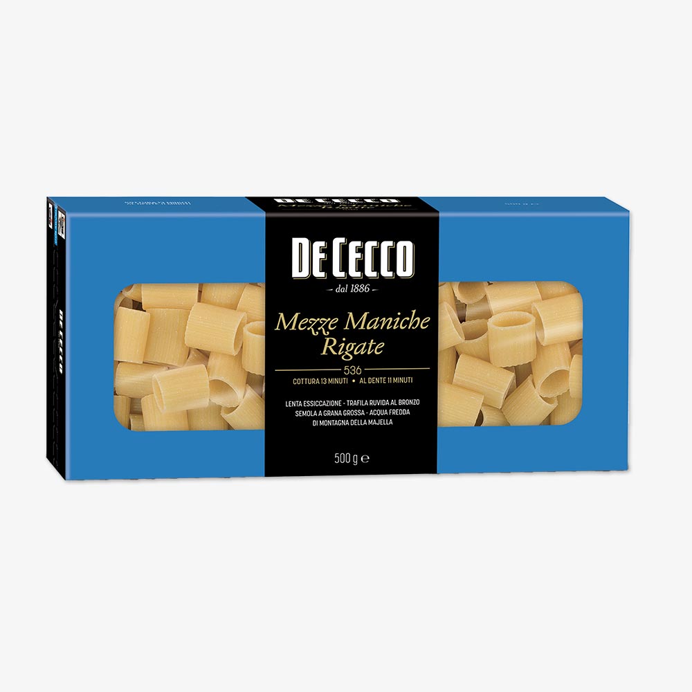 Mezze Maniche Rigate n° 536 - Pasta di semola di grano duro - Club De Cecco