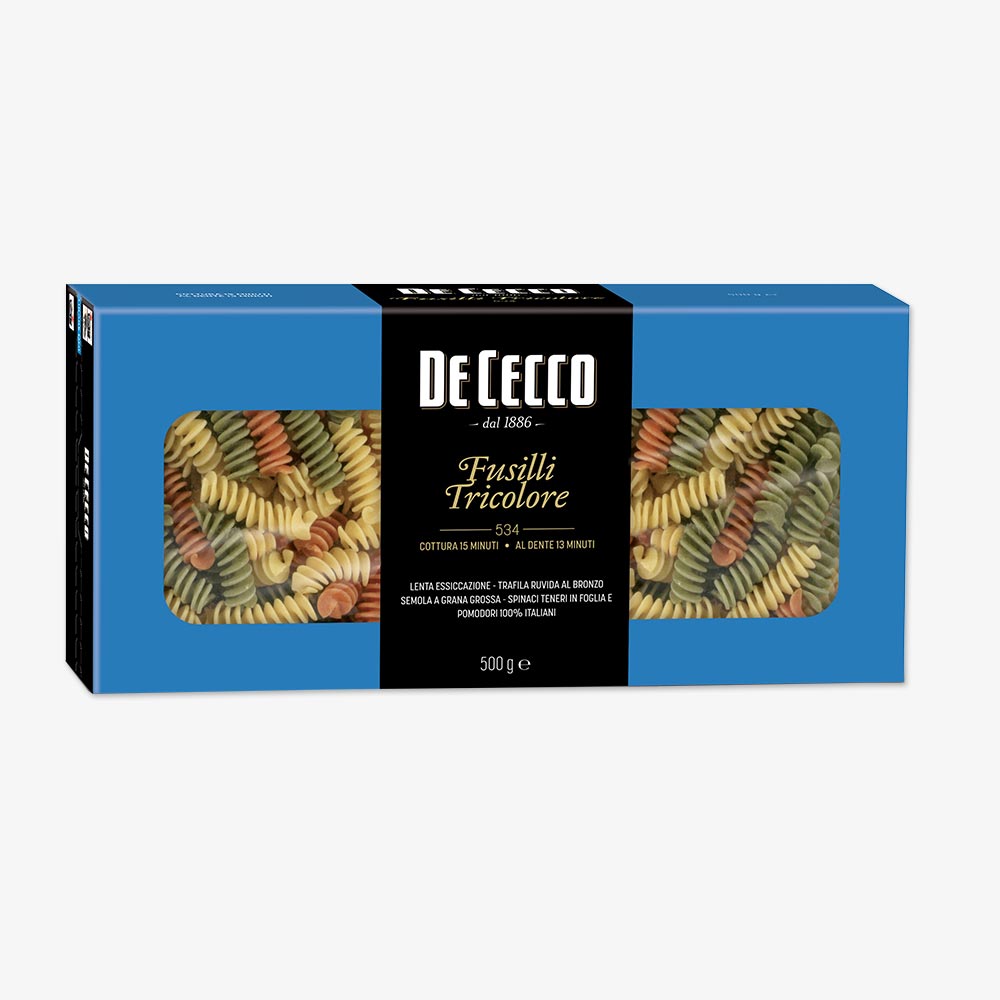 Fusilli Tricolore  n° 534 - Pasta di semola di grano duro - Club De Cecco