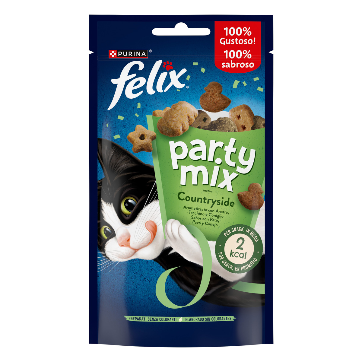 FELIX Party Mix Gatto Snack Countryside Mix Aromatizzato con Anatra, Tacchino e Coniglio