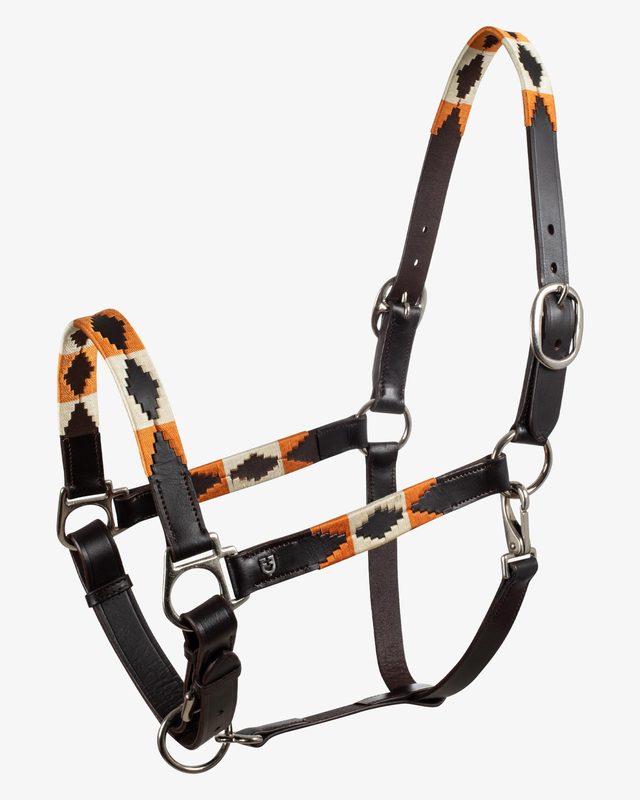 Leather halter with navajo decorations