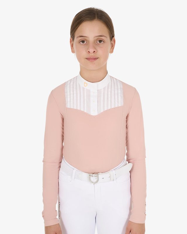 Girls' slim fit competiton polo shirt rhinestones