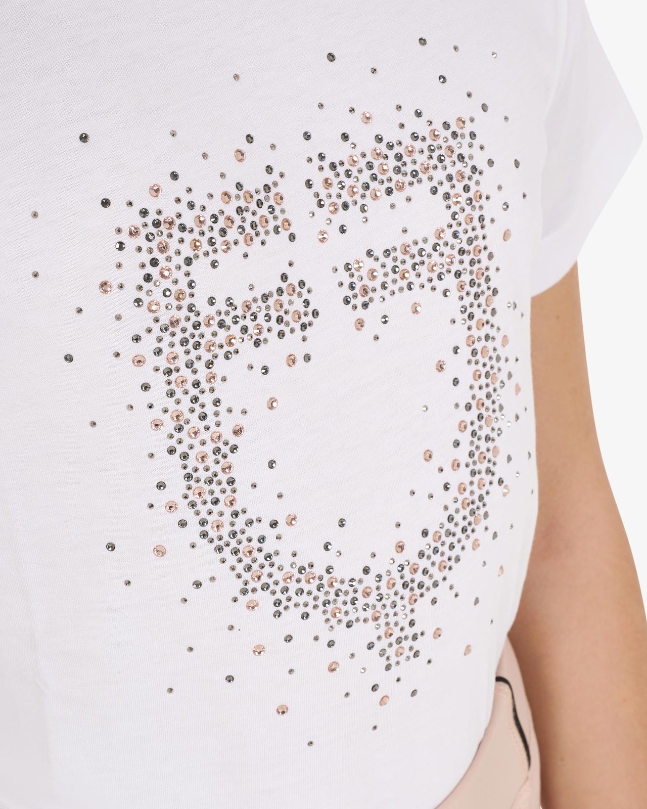Girls' slim fit T-shirt rose glitter logo