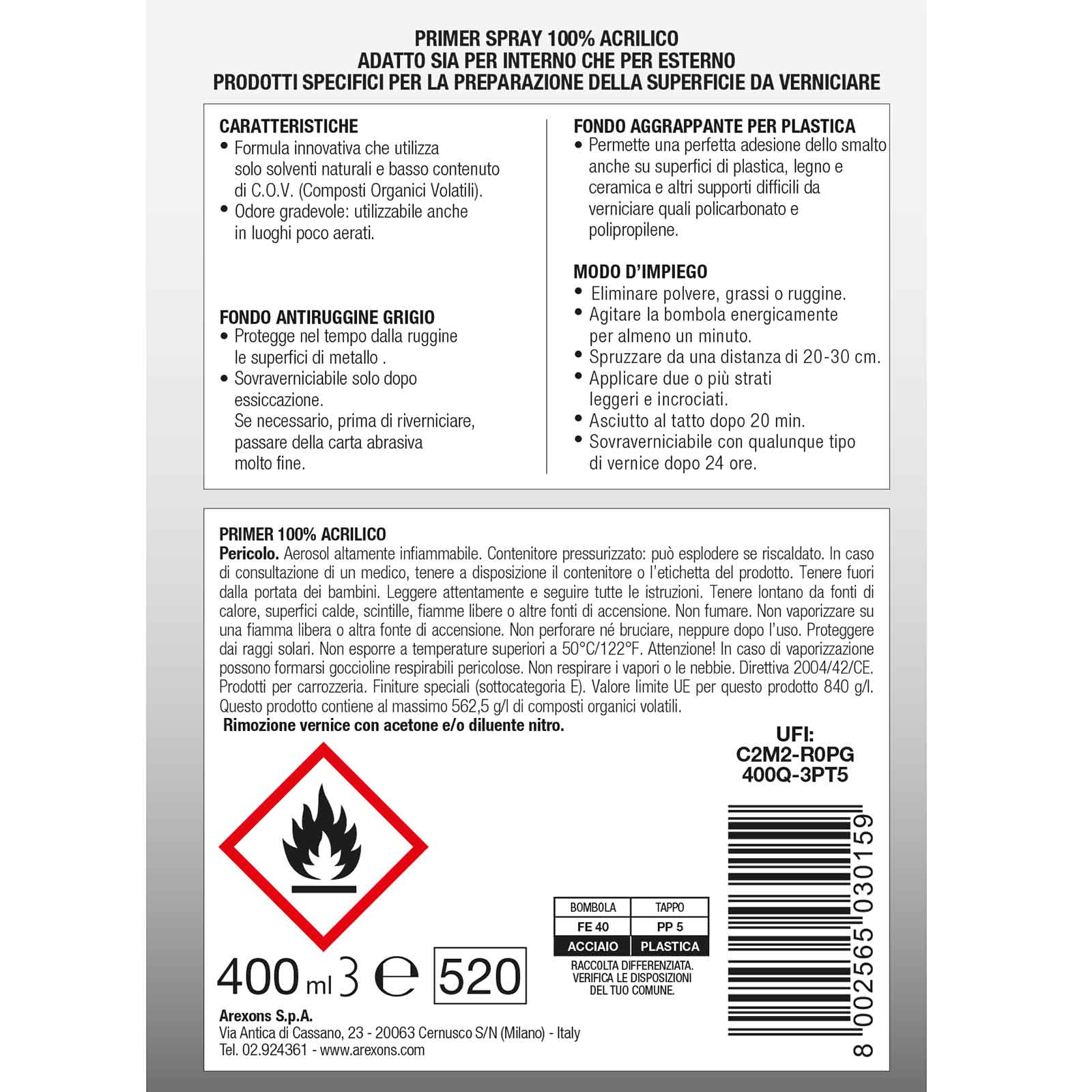 Smalti acrilici da 400 ml - Serie RAL 2xxx