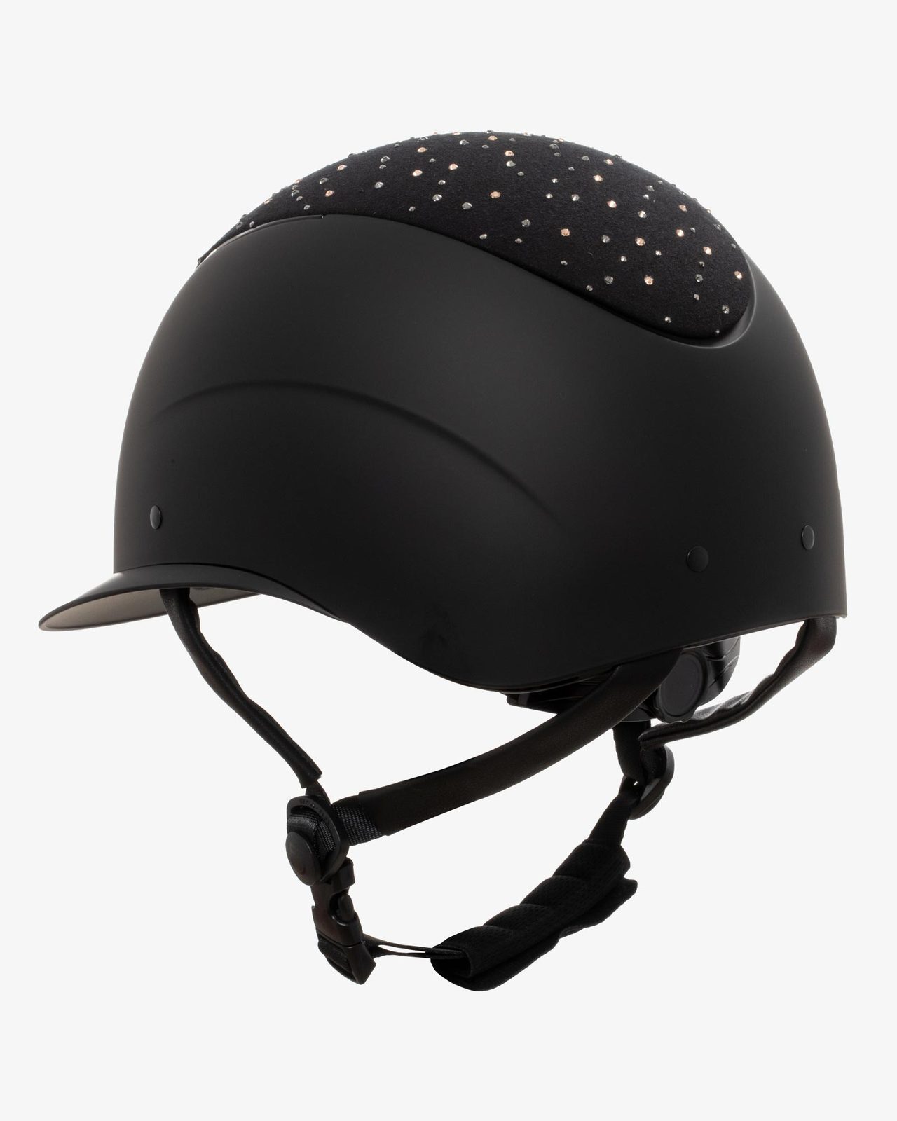 Matt helmet with wide visor and rhinestone logo homologation EN 1384-2023