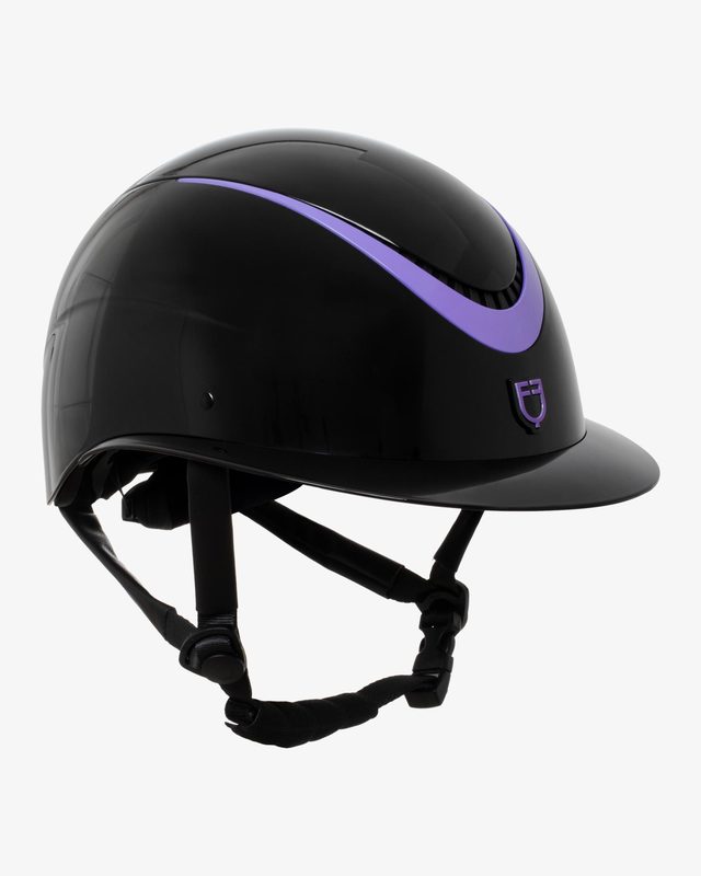 Helmet polished faux leather strap homologation EN 1384-2023