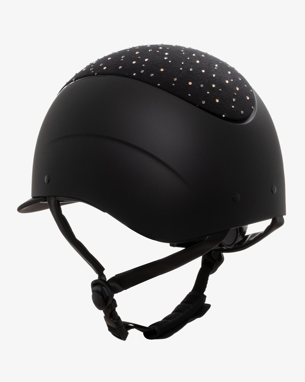 Matt helmet with narrow visor and rhinestone logo homologation EN 1384-2023