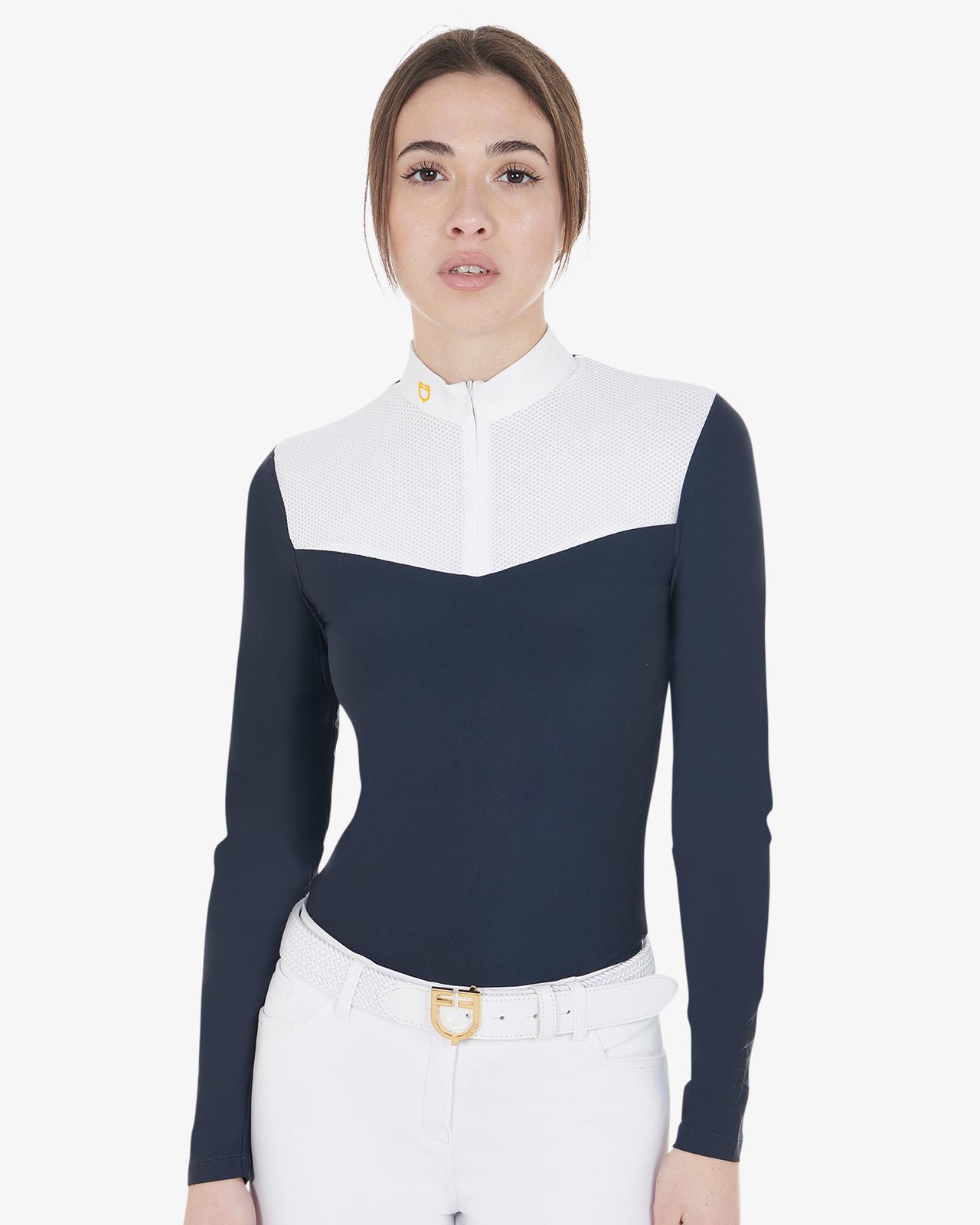 Polo donna da concorso in tessuto tecnico e mesh