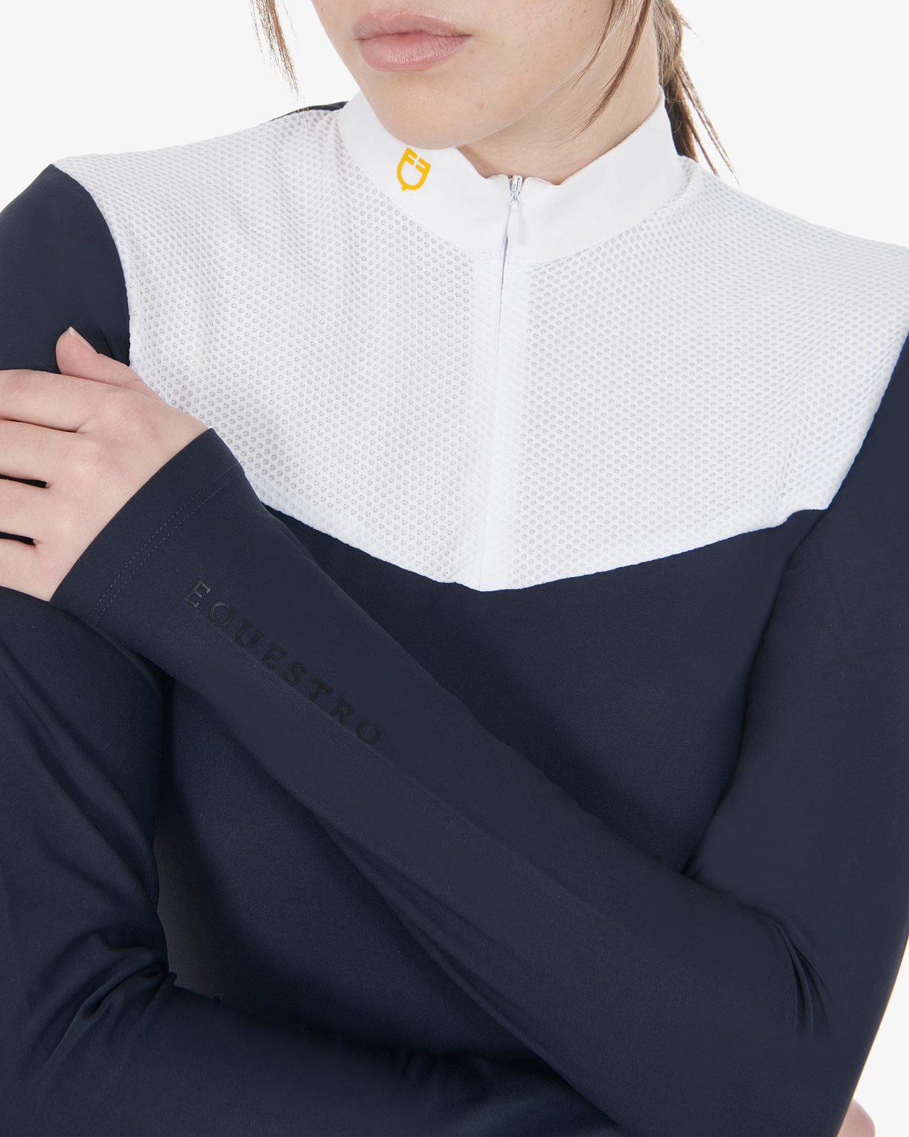 Polo donna da concorso in tessuto tecnico e mesh