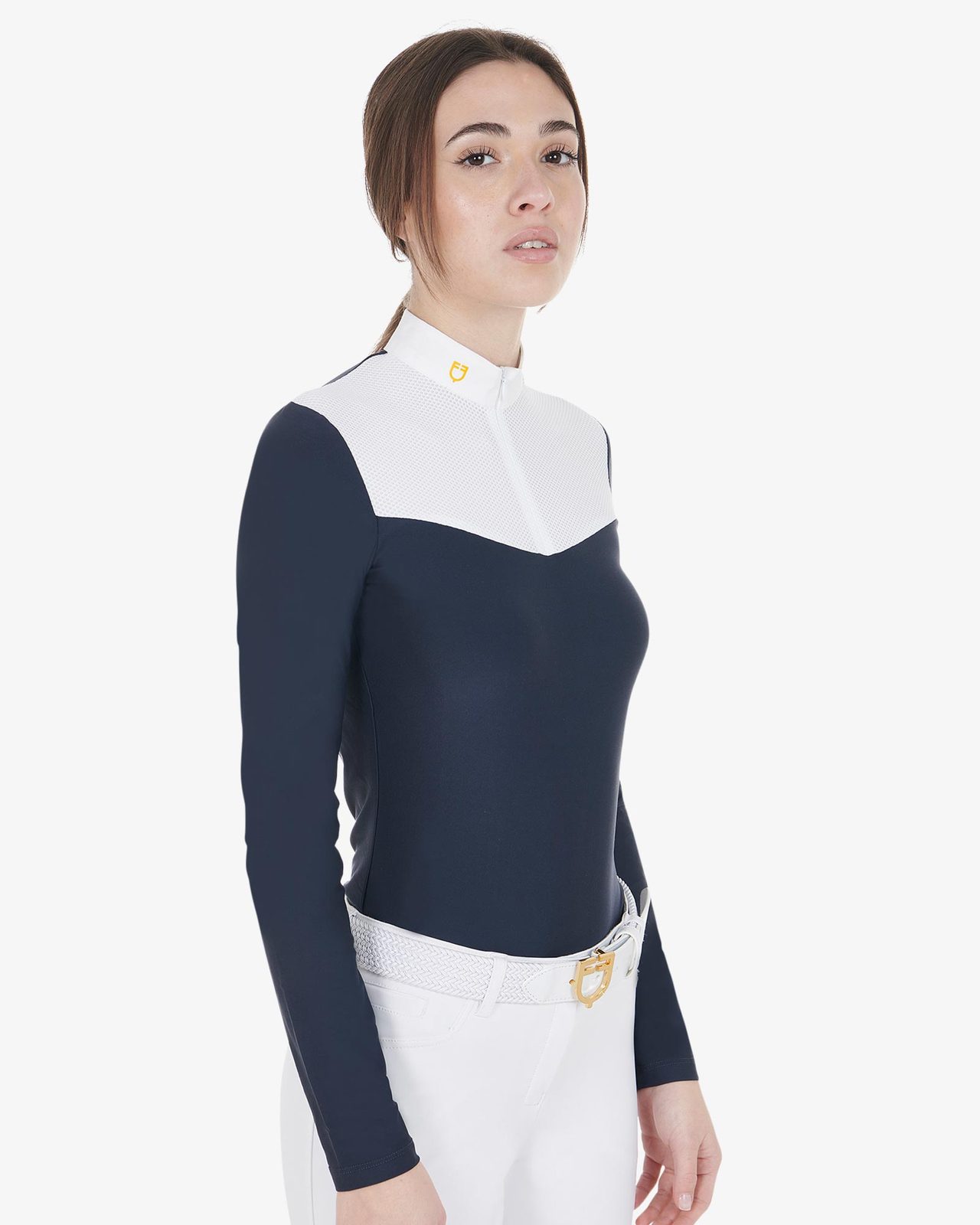 Polo donna da concorso in tessuto tecnico e mesh