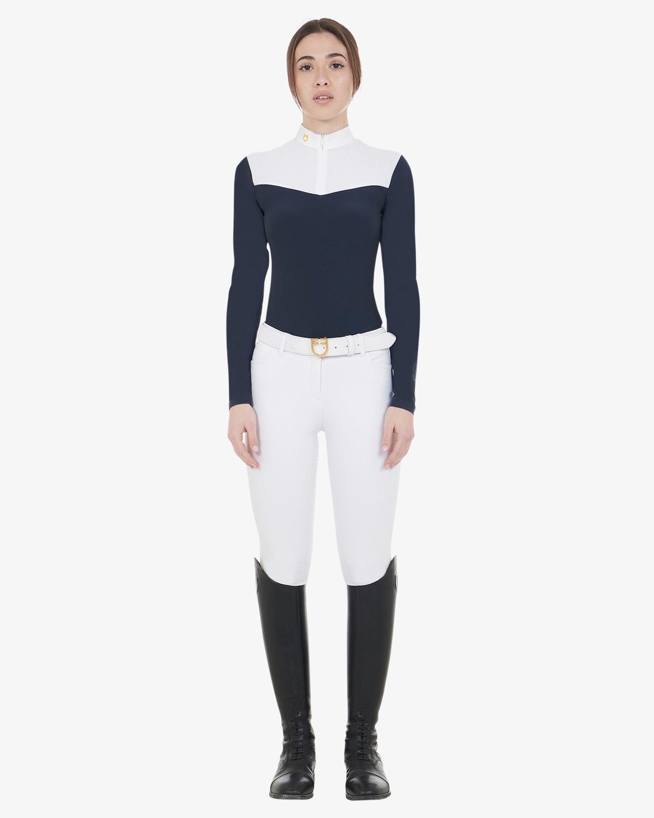 Polo donna da concorso in tessuto tecnico e mesh